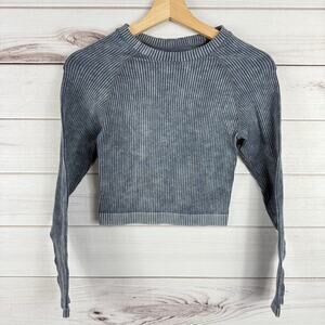 AURA Ribbed Long Sleeve Crop‎ Top Gym Size M/L Stretch